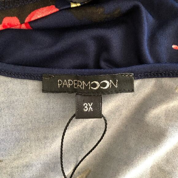 Papermoon NWT Women’s Basima Back Detail Navy Floral Strappy Knit Top Size 3X - Picture 9 of 12